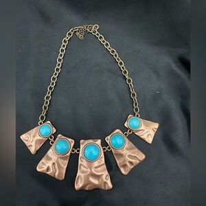 Bronze and turquoise color necklace 18-20 inches
